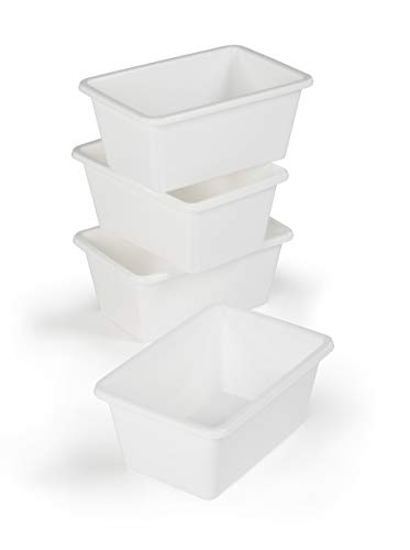 Humble Crew, White Small Plastic Storage Bins, Set of 4