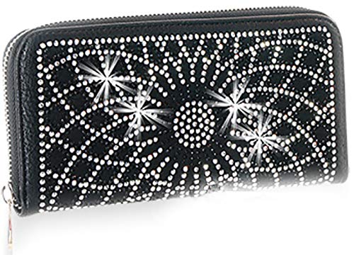 ZzFab Sparkle Wallet Matching Starburst Rhinestone Wallet for Sparkle Purse Black