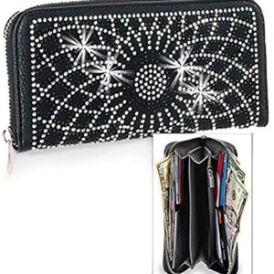 ZzFab Sparkle Wallet Matching Starburst Rhinestone Wallet for Sparkle Purse Black