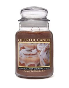 a cheerful giver – warm & gooey cinnamon buns scented glass jar candle (24 oz) with lid & true to life fragrance made in usa