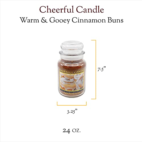 A Cheerful Giver - Warm & Gooey Cinnamon Buns Scented Glass Jar Candle (24 oz) with Lid & True to Life Fragrance Made in USA