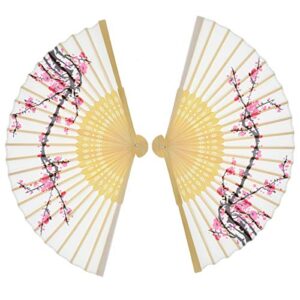 Wuyuxibo 10 PCS Delicate Cherry Blossom Design Silk Folding Hand Fan Wedding Favors Gifts,Fan Girls, Ladies, Church Wedding Gift, Party Favors, DIY Decoration