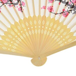 Wuyuxibo 10 PCS Delicate Cherry Blossom Design Silk Folding Hand Fan Wedding Favors Gifts,Fan Girls, Ladies, Church Wedding Gift, Party Favors, DIY Decoration