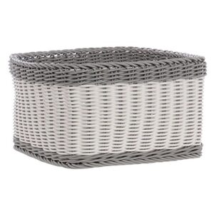 hubert® grey and white storage basket – 12″l x 12″w x 6 1/2″h