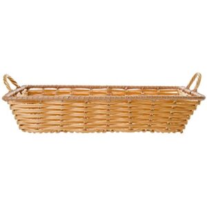 hubert® storage basket, rectangular, natural color with handles – 18″l x 12″w x 3 1/2″h