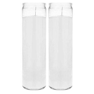 brilux 2 classic white candles in glass, 8-inches tall
