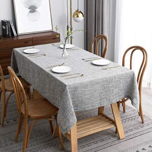 maxmill flaxy faux linen tablecloth with 2-tone slubby texture wrinkle free anti-shrink soft table cloth for kitchen dining tabletop for outdoor and indoor use rectangle 60 x 84 inch light grey