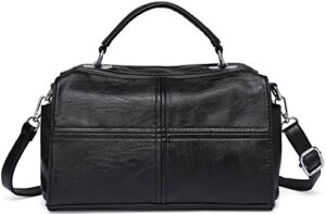vaschy crossbody bags for women, vegan leather top handle satchel handbag fashion shoulder bag purse black