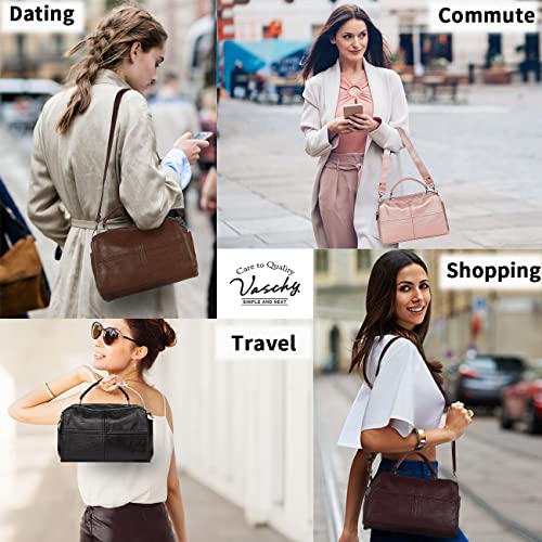 VASCHY Crossbody Bags for Women, Vegan Leather Top Handle Satchel Handbag Fashion Shoulder Bag Purse Black