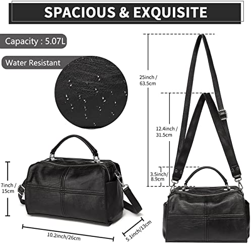 VASCHY Crossbody Bags for Women, Vegan Leather Top Handle Satchel Handbag Fashion Shoulder Bag Purse Black