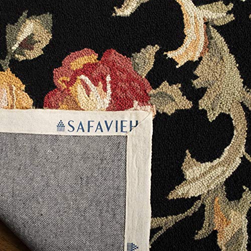 SAFAVIEH Chelsea Collection 7'9" x 9'9" Black HK310B Hand-Hooked French Country Wool Area Rug