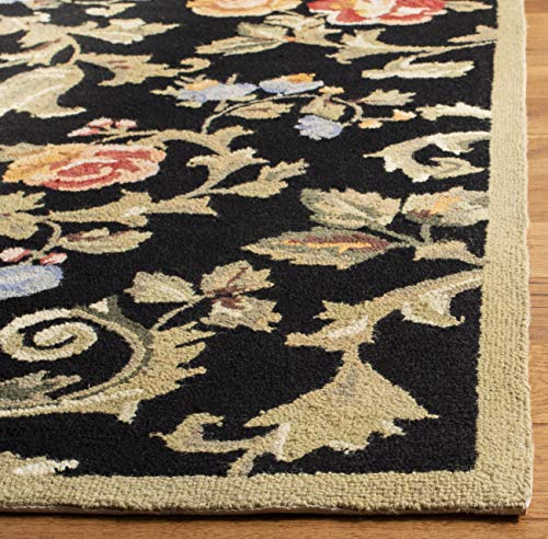 SAFAVIEH Chelsea Collection 7'9" x 9'9" Black HK310B Hand-Hooked French Country Wool Area Rug