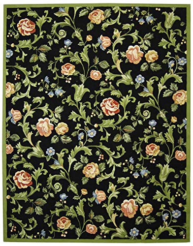 SAFAVIEH Chelsea Collection 7'9" x 9'9" Black HK310B Hand-Hooked French Country Wool Area Rug