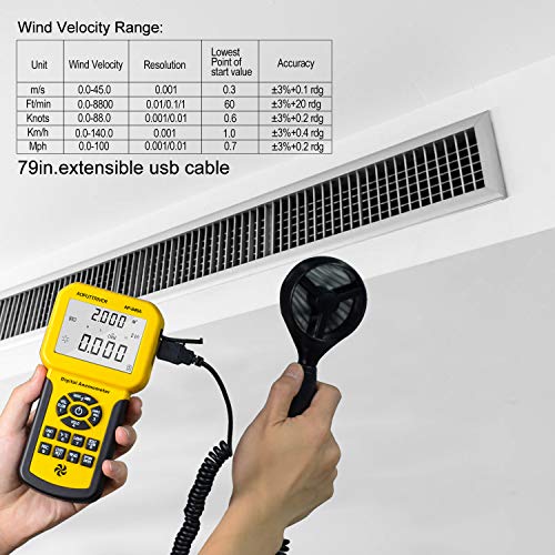 HVAC Anemometer Handheld CFM Pro HVAC Anemometer AP-846A Wind Speed Meter with Backlight Max/Min/Avg Functions for Measuring Wind Speed Air Velocity HVAC Air Flow Meter