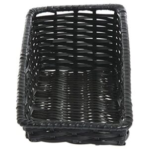 hubert® wicker storage baskets black plastic – 7 1/2″l x 16″d x 1 1/2″ to 5″h
