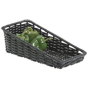 HUBERT® Wicker Storage Baskets Black Plastic - 7 1/2"L x 16"D x 1 1/2" to 5"H