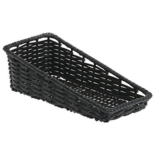 HUBERT® Wicker Storage Baskets Black Plastic - 7 1/2"L x 16"D x 1 1/2" to 5"H