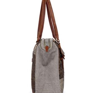 TSD Brand Tapa Canvas Satchel Bag (Grey)