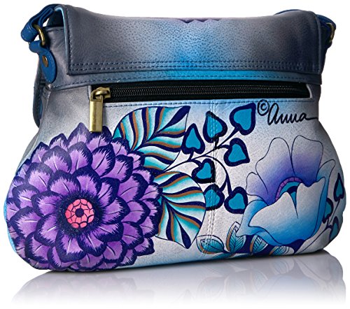 Anna by Anuschka Medium Flap-Over Crossbody, Summer Bloom Blue