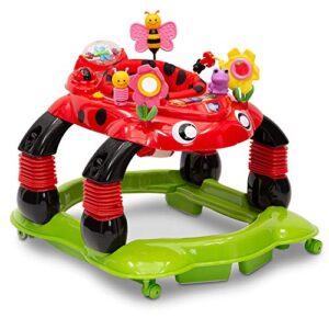 delta children lil play station 4-in-1 activity walker – rocker, activity center, bouncer, walker – adjustable seat height – fun toys for baby, sadie the ladybug