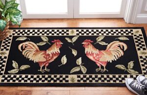 safavieh vintage poster collection 1’8″ x 2’6″ black/ivory vp320a handmade rooster novelty premium wool accent rug