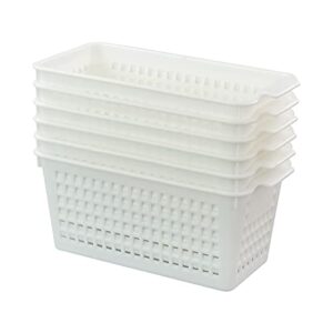 Fiazony 6-Pack Plastic Office Desktop Trays Basket Storage, White, F