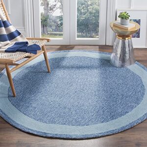 safavieh easy care collection 8′ round blue ezc427e hand-hooked border area rug