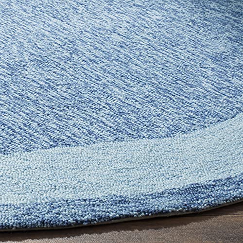 SAFAVIEH Easy Care Collection 8' Round Blue EZC427E Hand-Hooked Border Area Rug