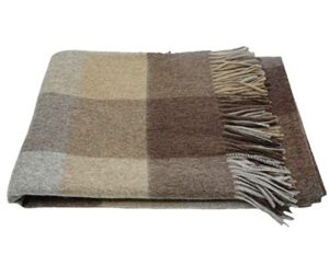 state cashmere plaid throw blanket with decorative fringe – ultra soft multicolor accent blanket for couch, sofa & bed made w/ 100% inner mongolian cashmere – (mocha/heather grey/winter twig, 60″x54″)