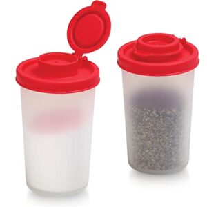 salt and pepper shakers moisture proof set of 2 large salt shaker to go camping picnic outdoors kitchen lunch boxes travel spice set clear with red covers lids plastic airtight spice jar dispenser