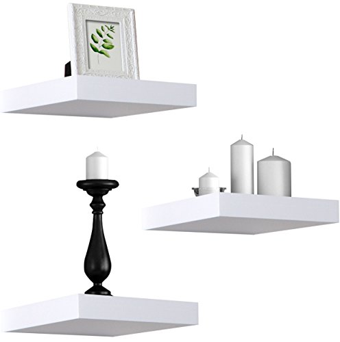 Sorbus Floating Shelves — Hanging Wall Shelves Decoration — Perfect Trophy Display, Photo Frames (White)