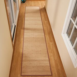 Miles Kimball Bamboo Non-Slip Runner with Nylon Trim, 23” x 118” – Narrow Rubber Backed Bamboo Runner with Water Resistant Capabilities for Kitchen, Sunroom, Hallway & Entranceway