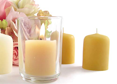 One Dozen (12) Hand Poured Solid Beeswax Votive Candles in Natural Wax - 100% Beeswax Candles by Toadily Handmade - Now Packaged in an Attractive Gift Box! - Made in The USA