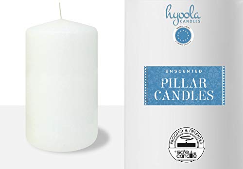 HYOOLA White Pillar Candles 3x5 Inch - Unscented Pillar Candles - 6-Pack - European Made