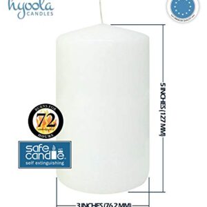 HYOOLA White Pillar Candles 3x5 Inch - Unscented Pillar Candles - 6-Pack - European Made