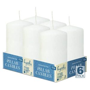HYOOLA White Pillar Candles 3x5 Inch - Unscented Pillar Candles - 6-Pack - European Made