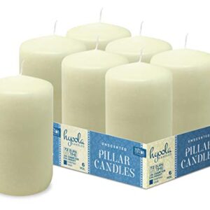 Hyoola Ivory Pillar Candles 3x5 Inch - Unscented Pillar Candles - 6-Pack - European Made