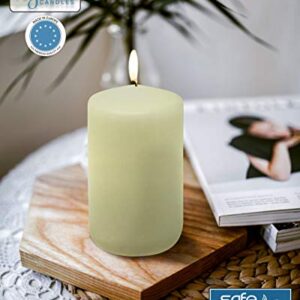 Hyoola Ivory Pillar Candles 3x5 Inch - Unscented Pillar Candles - 6-Pack - European Made