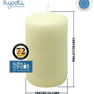 Hyoola Ivory Pillar Candles 3x5 Inch - Unscented Pillar Candles - 6-Pack - European Made