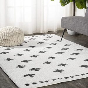 jonathan y moh403a-3 cristo berber geometric shag indoor area-rug bohemian contemporary easy-cleaning bedroom kitchen living room non shedding, 3 x 5, white/black