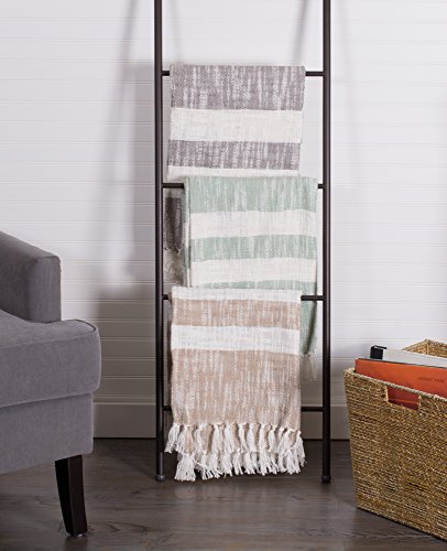 DII Mid-Century Modern Slub Stripe Woven Throw, Mint, 50x60