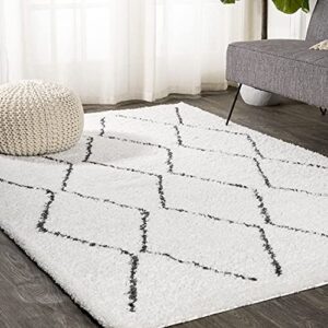 jonathan y moh405a-3 catala moroccan diamond shag indoor area-rug bohemian geometric modern glam easy-cleaning bedroom kitchen living room non shedding, 3 x 5, white/black