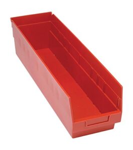 quantum qsb206rd store more shelf bin, 23-5/8″ length x 6-5/8″ width x 6″ height, red, pack of 8