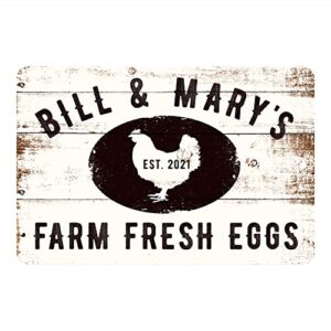 Pattern Pop Personalized Farm Fresh Eggs Rustic Barnwood Look Metal Sign (8x12 Inches)