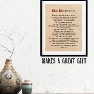 Beatitudes Wall Art Print, 11x14, Matthew 5 Sermon on the Mount Bible Quote, UnFramed Scripture Wall Décor, Christian Prayer Wall Art for Home or Office Decore, Inspirational Verse Poster for Spiritual