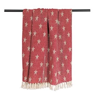 DII 4TH of July Patriotic Throw Blanket with Decorative Tassles, Use for Chair, Couch, Bed, Picnic, Camping, Beach, & Just Staying Cozy at Home (50 x 60), Star Tango Red