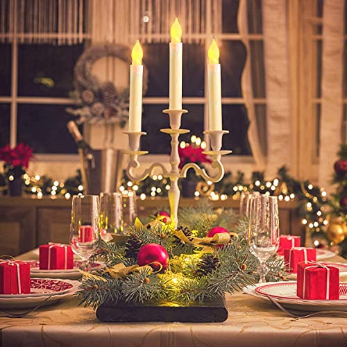 Raycare 12 PCS LED Flameless Taper Candle Lights, Flickering Flame Floating Candles, Battery Operated Tapered Candles for Party, Church, Christmas Decorations