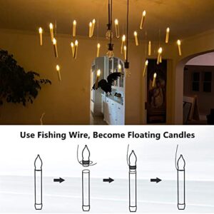Raycare 12 PCS LED Flameless Taper Candle Lights, Flickering Flame Floating Candles, Battery Operated Tapered Candles for Party, Church, Christmas Decorations