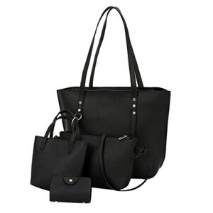 women pu leather handbags tote bag shoulder crossbody bag handle satchel wallet purse 4pcs set