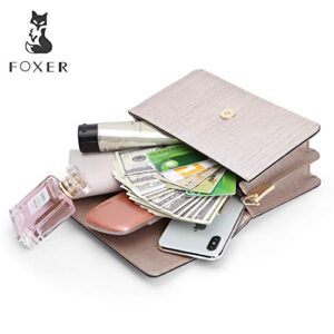 FOXER Small Crossbody Purse for Women, Saffiano Leather Ladies Mini Shoulder Chain Bag (Gold)